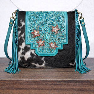 Bolso de Hombro de Cuero Vacuno con Flecos, Hecho a Mano, Estilo Occidental, Nuevo, al por Mayor, Estilo Bohemio, Vintage - Product Image 4