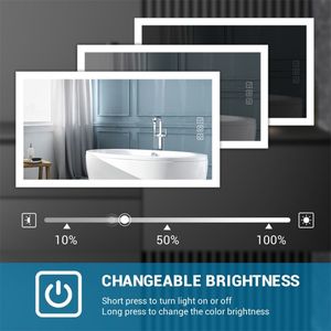 Specchio LED da Bagno a Parete 36'' X 28'', Dimmerabile, Full HD, Antiappannamento in 5 Minuti, 3 Colori di Luce Frontale per Trucco - Product Image 5