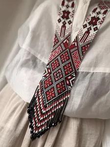CLASSY Design Beaded Necklace Red Black Gerdan Traditional Ethnic Jewelry Handmade Seed <b>Bead</b> Necklace for party - Product Image 4
