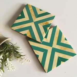 Ensemble de sous-verres en résine à motif géométrique chevron fait main, accessoires de table décoratifs pour la maison moderne, la cuisine et la salle à manger - Product Image 6