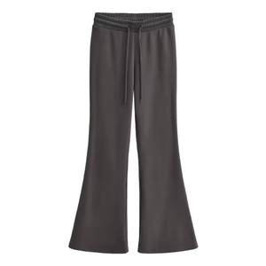 Pantalon de survêtement évasé ample pour femme, en coton tricoté, taille élastique, couleur unie, coupe décontractée, longueur intégrale, haute qualité - Product Image 1