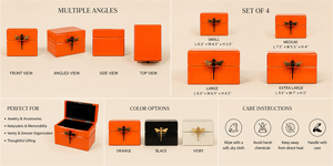 Luxury Orange Color Mirror <b>Glass</b> Decorative Storage Box Key <b>Knob</b> Premium Jewelry Vanity Organizer Boxes Home Decor Lacquer - Product Image 5