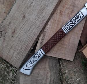 STEEL CRAFT INTERNATIONAL Hand-Forged Carbon Steel Flat Backed Hammer <b>Axe</b> 22" Full Tang Colored Rose Wood Handle DIY Grade ODM - Product Image 4