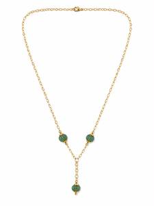 Collier personnalisé plaqué rhodium avec perles de melon vertes, chaîne Y Lariat et chaîne maille trombone, bijoux de luxe pour femme, cadeau quotidien - Product Image 3