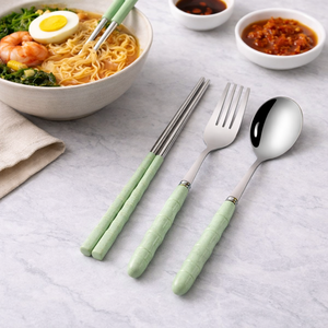 Utensilios Reutilizables Ecológicos, Cubiertos con Mango Libre de BPA, Utensilios de Comedor Resistentes, Juego de Cubiertos de Alta Calidad, Acabado Pulido Espejo - Product Image 3