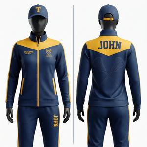 Traje de Entrenamiento de Lacrosse Personalizado para Mujer, 290 GSM, Poliéster Tricot, Diseño con Paneles Gris Azul, Logotipo Bordado con Transferencia de Calor - Product Image 3
