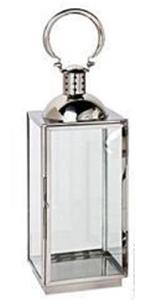 Lanterne d'extérieur moderne en métal et verre, finition nickel brillant, avec poignée en bois, best-seller pour la décoration intérieure. - Product Image 4