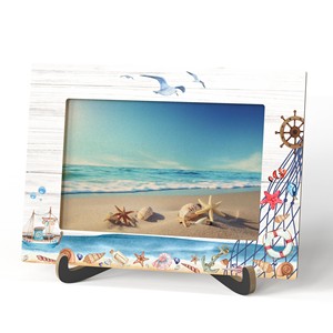 Whitewashed Driftwood Pine Wood Picture <b>Frame</b> 7x9 - Handcrafted Coastal Beach Style - Product Image 1