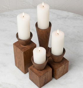 Elegant Handmade Mango Wood Candle Holder Stand Base Multipurpose Tabletop Display Pillar Candles <b>Tea</b> <b>Lights</b> Home Decoration - Product Image 4