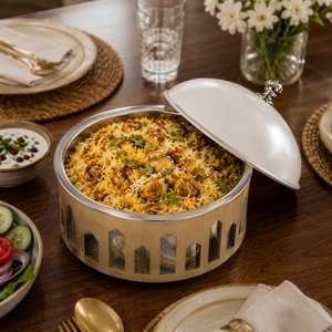 Casserole de luxe en acier inoxydable doré à double paroi isolée avec couvercle décoratif en forme de dôme, bol de service de qualité alimentaire pour la maison - Product Image 4