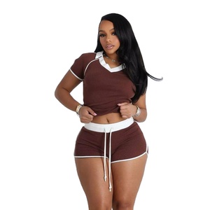 Conjunto de dos piezas, ropa de salón para mujer, conjuntos de Fitness para gimnasio, camiseta con logotipo personalizado y pantalones cortos de motorista de verano, conjunto de chándal 2026 - Product Image 5