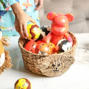 Elegante Cesta de Almacenamiento Hecha a Mano con Forma de Unicornio de Jacinto de Agua, Organizador de Mimbre con Diseño de Animal para Juguetes de Niños y Decoración de Guardería - Product Image 4