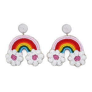 Boucles d'oreilles pendantes brodées de perles, bijoux fantaisie, broderie à la main de perles de rocaille, multicolores, pour fête, unisexe, par MD HANDICRAFTS - Product Image 1