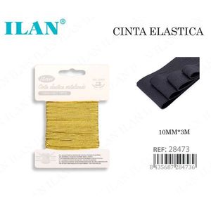 Nastro Elastico Ilan 10mm 3m Oro Metallizzato per Cucito e Artigianato - Product Image 1