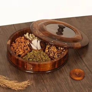 Natural Wood Masala <b>Box</b> Spice Organizer with Sections Kitchen Storage Case for <b>Herbs</b> Seasoning and Cooking Use - Product Image 1