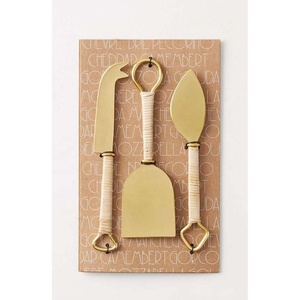 Wholesale Stainless Steel Gold Plated <b>Cheese</b> Slicer <b>Set</b> With New Amazing Maroon Wooden Handwork Flat Design Handle - Product Image 3