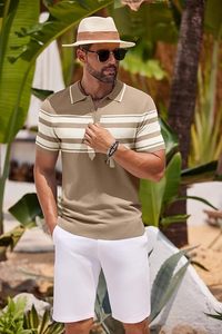 Chemises polo en tricot pour hommes, chemises décontractées à manches courtes boutonnées, chemises polo classiques en crochet, chemises polo à col pour le golf - Product Image 4