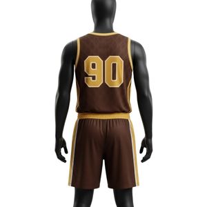 Men Brown Gold Sublimation Lacrosse Uniform <b>Set</b> Polyester Lightweight Athletic Jersey Shorts Team Sports Wear Training Match - Product Image 2