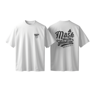Camiseta Blanca Oversize de Corte Cuadrado con Estampado Tipográfico Vintage, Estilo Urbano Unisex, de Algodón, con Diseño Frontal y Trasero, Moda Americana - Product Image 1