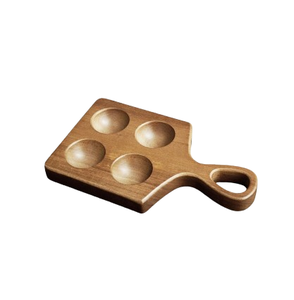 Plateau à œufs tendance, design artisanal, en bois brun arrondi, pour la maison et les hôtels. - Product Image 2