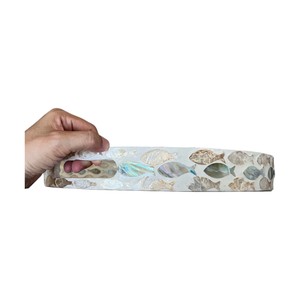 ถาดไม้ไผ่ทรงกลมลายปลา งานแฮนด์เมด ตกแต่งบ้านสไตล์ชายทะเล - Product Image 4