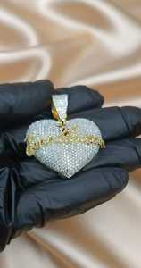 จี้รูปหัวใจประดับเพชรโมอิสซาไนต์ เงินแท้ 925 ชุบทอง ดีไซน์หรูหรา สำหรับผู้หญิง เป็นของขวัญ - Product Image 5