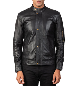 Crew Neck Genuine Sheepskin Leather Rebel <b>Biker</b> <b>Jacket</b> Outerwear <b>Jackets</b> & Coats Design Your Own Leather Fashion <b>Jacket</b> - Product Image 4