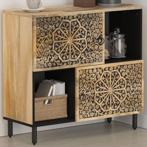 Armoire latérale en bois massif de mangue 31,5x13x29,5 pouces avec tiroir de rangement, design contemporain, mobilier moderne pour la maison - Product Image 1