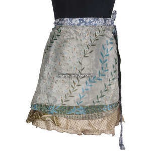 Designer Printed <b>Beach</b> <b>Wrap</b> Mini Skirt Ladies Fashion Apparel Boho Vintage Sari Mini Skirts Elastic Waist For Women And Girls - Product Image 1