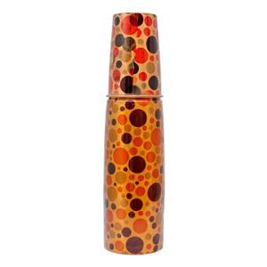 Pure <b>Copper</b> Water <b>Bottle</b> with Glass Cup Printed Polka Dot Design Ayurvedic Water Pitcher Drinkware OEM Wholesale <b>Copper</b> <b>Bottle</b> - Product Image 1