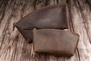 Bolsa de maquillaje de cuero Vintage para mujer, organizador de cosméticos de cuero Vintage, cremallera para viaje, bolsa de cosas versátil para mujer, 2017 - Product Image 4