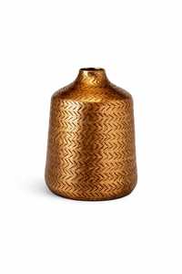 Handcrafted Antique Brass Zigzag Pattern <b>Vase</b> <b>Set</b> Decorative Metal Flower <b>Vase</b> Home & Hotel Decor Textured Designer Centerpiece - Product Image 2