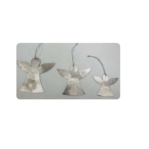Ornements suspendus en métal texturé, anges décoratifs de différentes tailles avec rubans pour Noël, les fêtes et la décoration d'événements - Product Image 4
