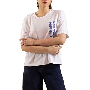 Camiseta de Algodón Extra Grande para Mujer, Tejido Suave y Transpirable, Corte Holgado Informal, Ropa de Calle de Verano, Prenda Superior Informal para Uso Diario - Product Image 1