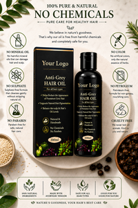 Aceite Anticanas de Marca Privada para la Canedad Prematura, Pigmentación Natural del Cabello y Cuidado del Cuero Cabelludo |   Aceite Capilar Herbal - Product Image 3
