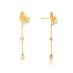 18K yellow gold <b>earrings</b> Marquise teardrop <b>dangle</b> <b>earrings</b> Lab grown <b>diamond</b> <b>earrings</b> Geometric luxury fine jewelry - Product Image 2