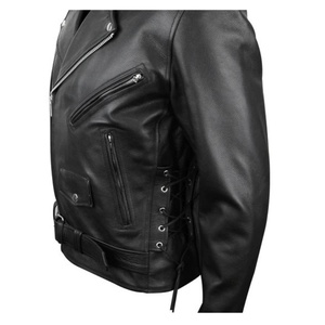 Leather Sheepskin Motorcycle <b>Jacket</b> Winter <b>Fur</b> <b>Lined</b> Plus Size Zipper Windproof Custom OEM ODM Wholesale - Product Image 3