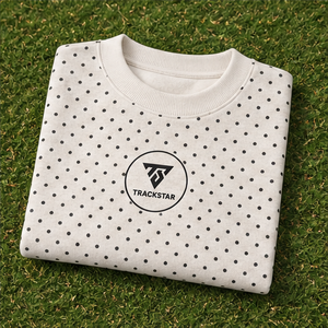 Women's Ivory Crewneck <b>Sweatshirt</b> with Black Allover Polka Dots <b>Long</b> Sleeve Custom Logo - Product Image 6