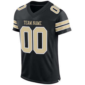 Customizable American Football Jersey Men's Black <b>Gold</b> Mesh Breathable Short Sleeve Sublimated Print Team Numbers Back Logo - Product Image 2