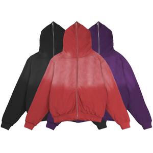 Sweat à capuche zippé intégral pour homme, double couche, hiver, décontracté, épais, chaud, 100% coton, respirant, écologique, marque privée - Product Image 1