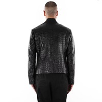 Veste en cuir de vachette gaufré croco haut de gamme pour homme, col montant, fermeture éclair frontale, respirante, mode hiver, style motard, personnalisable OEM