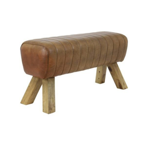 Banco de Cuero Acolchado Moderno con Patas de Madera, Estilo Mid-Century, Mueble para Sala de Estar, Taburete Otomano, Decoración para el Hogar - Product Image 1