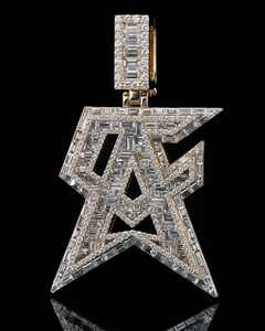 Custom Moissanite Charm Pendant Men Hip Hop Iced 925 Silver Logo <b>Chain</b> Letter <b>Initial</b> Necklace - Product Image 1