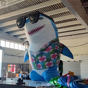 Requin gonflable géant <span class=keywords><strong>de</strong></span> 4 m avec lumières LED, logo personnalisé, modèle <span class=keywords><strong>de</strong></span> requin hawaïen pour événements sur la plage, publicité, fêtes au bord <span class=keywords><strong>de</strong></span> la piscine, scène - Product Image 2
