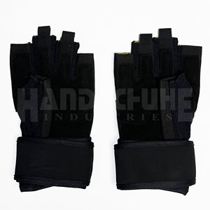 Gants d'entraînement personnalisés en PU respirant et léger, demi-doigts, avec poignées, fermeture à boucle et support de poignet, unisexe pour le fitness - Product Image 2