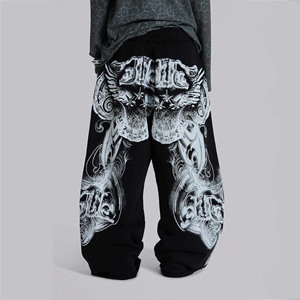 Pantalones Deportivos para Mujer, OEM, de Poliéster y Algodón, Casuales, de Pierna Ancha, con Estampado Gráfico Personalizado, Ropa Urbana - Product Image 1