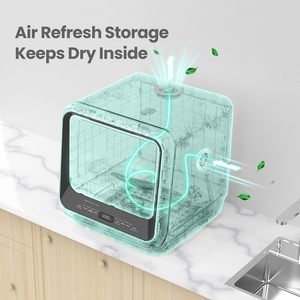 Mini lave-vaisselle portable de comptoir avec réservoir d'eau intégré de 5 L pour appartements et camping-cars, sans installation requise, fonction de séchage à l'air à haute température - Product Image 2