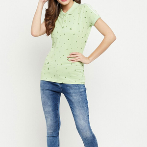 Polo de Mujer de Manga Corta, Diseño Sólido con Cuello en Contraste, Top Casual de Punto, Transpirable, de Algodón, Verano 2026 - Product Image 4
