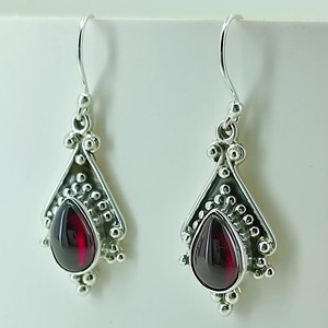 Pendientes de Granate de Plata de Ley 925 Hechos a Mano, Anillo de Promesa para Mujer, Joyería Boho con Piedra de Nacimiento de Junio - Product Image 4