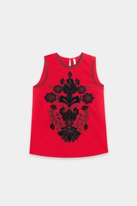 Red Cotton Sleeveless Blouse Women Ethnic Casual Wear India Pakistan Style Regular Fit All Seasons - Product Image 3